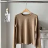 Capa base esencial para principios de primavera: Camiseta Básica Versátil de Manga Larga de Algodón para Mujer con Cuello Redondo, Adecuada para Usar en Capas y Uso a Largo Plazo