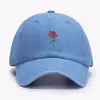Moda Casual de Tendencia Transfronteriza Bordado de Rosa Gorra de Béisbol de Parte Superior Suave Versátil para Exteriores Protección Solar Ala Ancha Circunferencia de Cabeza Grande