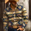Camisa de manga larga para hombre de estilo europeo y americano, tendencia de moda vaquera occidental, camisa para hombre de estilo étnico transpirable
