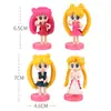Menina Linda de Plástico 4 Desenho Animado Lua Coelho Sailor Moon com Base Boneco Periférico de Animação Decorações para Bolo