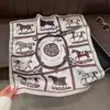 Bufanda Cuadrada Pequeña Nueva Colección Primavera-Verano Estampado de Caballos, Bufanda Pequeña de Seda Estilo Fragante, Bufanda Protectora del Sol para Mujer, Bufanda Decorativa, Chal