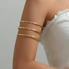 Pulsera de Brazo de Metal Simple de Tres Capas, Brazalete Geométrico Personalizado, Pulsera de Brazo de Nicho Hip-Hop Punk, Cadena de Cuerpo Abierta Ajustable