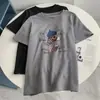 Camiseta de Manga Corta con Capucha y Estampado de Perro, Estilo Coreano, Tejido Cepillado, Engrosada para Primavera y Otoño, Prenda Base para Primavera y Otoño