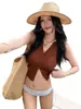 Directo de fábrica en Dongdaemun, Corea del Sur, nuevo bikini sexy de dos piezas estilo coreano con cuello halter y amarre, para playa y aguas termales