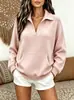 Suéter Pulóver de Punto para Mujer 2026 Nuevo Otoño/Invierno Europeo y Americano, Cuello Polo, Elegante, Sencillo, Moderno, con Bolsillos, Tejido