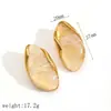 Novedad Pendientes de Resina Ámbar Acero Inoxidable Pendientes Moda Elegante Vintage Estilo Maillard Pendientes de Acero de Titanio Joyería