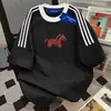 Camiseta de Manga Corta 100% Algodón Puro Estilo Coreano de Moda con Tres Rayas de Pony para Hombres y Mujeres, Verano Holgada Adelgazante Casual