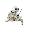 Adornos de Halloween para Nuevo Producto Transfronterizo Esqueleto de Resina Padre e Hijo Pescando Maceta de Flores para Jardín Exterior Decoraciones de Pabellón de Estanque