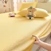 2026 Nueva Clase A Grado Madre e Hijo Algodón Burbuja Suave Tipo Nube Sábana para Cama Hogar Sencillo Color Sólido Juego de Sábanas de Tres Piezas Kin