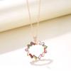 Nuevo collar europeo y americano transfronterizo de AliExpress de circonita artificial en oro rosa colorido, venta en vivo directa de fábrica