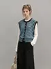 Colete Cardigan Tricotado de Gola Redonda Listrado Estilo Coreano para Mulheres, Nova Roupa de Outono e Inverno, Top Emagrecedor