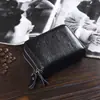 Portatarjetas de piel de vaca, estuche exquisito para licencia de conducir de mujer, gran capacidad, billetera de cuero genuino para tarjetas con doble cremallera y múltiples ranuras para tarjetas, monedero