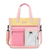 Bolsa Portátil para Tutoría Color Bloque Macaron, Bolsa Impermeable de Gran Capacidad para Tareas, Se Puede Usar Cruzada, Bolsa Tote de Almacenamiento para Tutoría