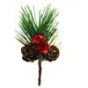 Folhas de pinheiro de Natal, folhas de pinheiro artificiais, decoração de caixa de presente com pinha e bagas, acessórios de pinha e folha de pinheiro de Natal, enfeites