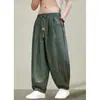 Calças Casuais de Algodão e Linho Masculinas para o Verão de 2026, Calças Largas Retas Soltas Estilo Chinês, Calças Harem Lanternas Masculinas com Barra