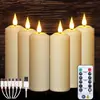 Luz de Vela Electrónica LED Modelo Recargable con Forma de Columna Romana para Fiestas en Casas de Vacaciones con Control Remoto y Funciones Regulables, Juego de 3/4/6/9 Piezas