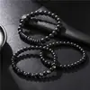 Joias transfronteiriças retrô simples disco voador fosco preto espaçador geométrico conjunto coringa conjunto de pulseiras masculino atacado
