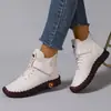 Zapatos de mujer transfronterizos con forro polar, cálidos, de algodón, de caña alta, para invierno, cosidos a mano, de Amazon, con suela plana y suave.