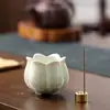 Queimador de Incenso de Cerâmica com Esmalte Cristalizado Suporte para Incenso Flor Suporte de Incenso Criativo para Interior Suporte para Varetas de Incenso Ornamento de Aromaterapia para Mesa Queimador de Incenso