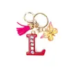 Llavero de Borla de Mariposa con Pedrería Transfronterizo con 26 Opciones de Letras, Colgante de Resina para Bolso, Accesorio de Regalo para Mejores Amigas