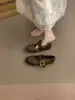 Primer Encuentro Jifa Retro Francés Correa Única Mary Jane Bailarinas Mujer 2026 Verano Nuevo Estilo con Falda Planas de Corte Bajo
