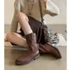 Botas de trabajo nuevas de moda para mujer, botines, diseño western de nicho, botas de vaquero redondas desgastadas para otoño e invierno 2026