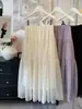 Falda de Gasa Perlada, Falda de Cintura Alta con Textura Plisada Viento Suave para Mujer Nueva Colección Primavera Verano 2025 Falda de Paraguas Falda de Pastel
