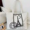 Bolso de Hombro Nuevo Estampado, Bolso de Lona para Mujer de Mano, Bolso Tote Estilo Coreano de Gran Capacidad, Bolso Artístico para Estudiante