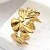 Anel Aberto em Aço Inoxidável Estilo Europeu e Americano Banhado a Ouro 18K Anel de Personalidade Versátil Anel Simples de Aço Titânio Joias Atacado