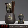 Conjunto Seis Cavalheiros para Cerimônia do Chá Zisha Agulha de Chá Pinça de Chá Pincel para Bule Conjunto de 6 Peças Acessórios Completos para Conjunto de Chá Kung Fu Doméstico