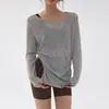 Top esportivo leve de verão para mulheres, camiseta de corrida solta, plus size para mulheres plus size, fitness manga longa yoga tubarão calça capri