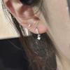 Colgante de Diamante Brillante Pendientes de Circonita para Mujer Aguja de Plata S925 Perforación de Oreja Hebilla Pequeña para Oreja Círculos para Dormir sin Picos