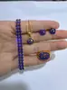 Conjunto de Collar Pendientes Anillo Cuadrado con Pedrería Personalizado Europeo y Americano Joyería Nupcial Brillante Fabricante Mayorista Conjunto de Tres Piezas