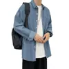 Camisa vaquera estilo Harajuku para hombre, de manga larga, estilo Hong Kong, informal, holgada, para primavera y otoño, chaqueta de moda para hombre.