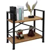 Estante de Livros Estilo Rústico Industrial Prateleira de Armazenamento de 2 Camadas Rack de Metal de Alta Qualidade Rack de Armazenamento Preto Retrô