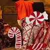 Nova Almofada de Pelúcia para Muleta de Presente de Natal Decoração de Atmosfera Natalina Almofada de Muleta Listrada em Vermelho e Branco