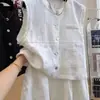 Conjunto de Top sem Manga e Colete Feminino de Verão Plus Size Moderno e Jovem com Shorts Casuais Leves de Estilo Sal e Pimenta Conjunto Casual de Duas Peças