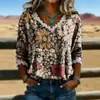 2026 Nueva Camiseta Estampada Transfronteriza de Cuello en V con Encaje Top Elegante Camisa Casual de Trabajo para Mujer Verano