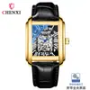 Chenxi Douyin Transmisión en Vivo Plaza Popular Reloj Mecánico Cortado Hueco Hombres Cuero Genuino Resistente al Agua Reloj Mecánico Totalmente Automático