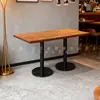 Mesa Pequeña China Moderna Mesa Cuadrada Minimalista Italiana Madera Maciza Acero Inoxidable Muebles de Restaurante Mesa Pequeña Redonda de Negociación de Ocio