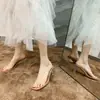 Chinelos Transparentes de Salto Alto Femininos para Uso Externo 2026 Novos Sandálios Versáteis com Salto de Cristal Estilo Fada Sexy Salto Médio Salto Bloco