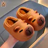 Pantuflas de Algodón de Invierno para Niños Capibara para Niños y Niñas, Calientes, Forradas de Felpa, Impermeables, Uso en Casa, Padre-Hijo, Zapatos Cerrados de Algodón para Bebé
