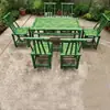 Mesas y sillas de aluminio y bambú para exteriores, bambú simulado, adecuadas para barbacoas en el patio, camping, mesas de aluminio y bambú al aire libre, mercados, granjas y sombrillas de paja.