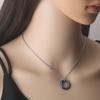 Pingente de Aço Inoxidável em Forma de Gota com Zircônia Cerâmica Espacial Aço Titânio Dourado e Prateado Corrente de Clavícula Ajustável Colar Feminino