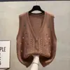 Cardigã com gola bordada, colete de tricô para mulheres, novo estilo primavera e outono, peça externa de caimento solto, colete de tricô da moda