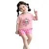 Ropa para Niños de Estilo Coreano, Holgada, con Dibujos Animados, Linda, Dulce, Casual y a la Moda, Pantalones Cortos de Manga Corta, Conjunto de Dos Piezas de Verano
