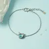 Pulsera para Niñas, Estudiantes, Estilo Coreano, Sencilla y Linda, Piedra Lunar de Gato, Versátil, Mejor Amiga, Femenina, Estilo Bosque, Regalo de Cumpleaños