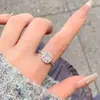 Anillo Abierto de Azucarero con Diamantes Completos Brillantes Estilo Lujo Ligero Versión Coreana al por Mayor Diseño Versátil de Lujo Ligero Anillo Ajustable para Mujer