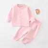 Ropa para bebé para otoño e invierno: ropa interior térmica abrigada y engrosada, cárdigan, conjunto de pijama de cintura alta que protege el abdomen, atuendo unisex para bebé de otoño e invierno