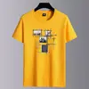 Camiseta de Manga Curta para Homem, Verão 2026, Algodão Puro de Manga Meia-Manga para Homem, Casual Solta, Top de Marca Tendência, Camiseta, Camiseta Básica